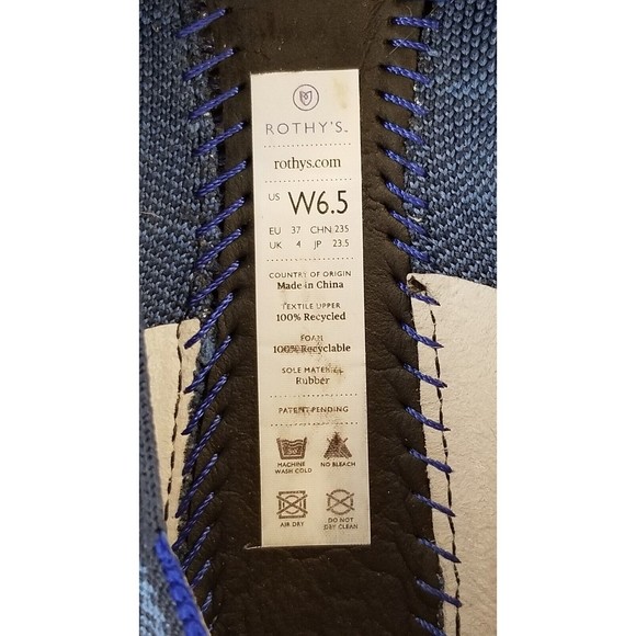 Rothy's The Loafer Women Size 6.5 Indigo Blue Gingham Plaid Excellent Condition - Picture 6 of 6